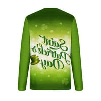 Amidoa Women St.Patrick Print Tes dugi rukavi Crewneck Pulover vrhovi Trendi ljetni vrhovi