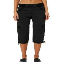 Avamo Žene Teretne pantske hlače Visoke strukske pantalone za rezanje elastičnih struka Capri hlače