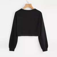 Bazyrey ženske dugih rukava plus veličina V-izrez casual majica bluza modna majica čvrsti pulover crni,