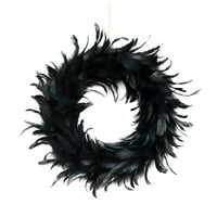 Kokovifyves Home Decor Clearence Halloween Black Feather Cvjetni vijenac Zidna vrata Viseći festivalski