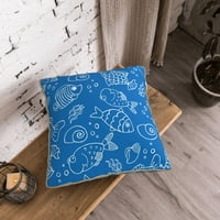 Plavi jastuci od ribe ribe, jastuci za bacanje za kauč-zatvoreni ukrasni jastuci, 18 x18