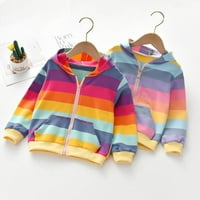 Dječja dječja djevojka jakna s kapuljačom Rainbow Stripes Dukseri vrhovi vrpce Zip Hoodie odjeća za