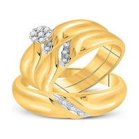 10kt žuto zlato Njegova njegova okrugla dijamantski klaster podudaranje vjenčanja CTTW