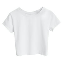 Yuehao Žene Casual Custom Conpresc Corry Short rukav gornji bluza Crop majica Ženske majice White