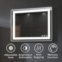 LED ogledalo za kupaonicu, zidno montirano ogledalo sa lampicama, zatamnjačem i kontrolom tona boja,