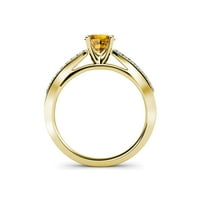 Citrinski i dijamant Dvaput zaručni prsten i vjenčani set 1. CT TW 14K žuto zlato .Size 6.5