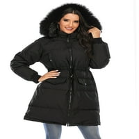 Ženska jakna zima dolje kaput s kapuljačom navlake navlake Fau Fur? Ovratnik duge jakne s kapuljačom