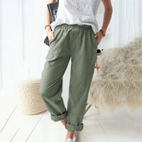 Floleo ženske duge hlače za hlače Ljetne žene, ležerne džepove čvrstih boja elastični struk Udobne ravne