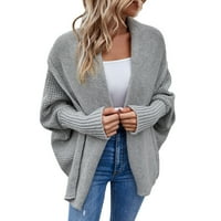 Ketyyh-CHN Cardigan džemperi za žene s dugim rukavima s dugim rukavima meko pleteni kardigan kaput sivi,