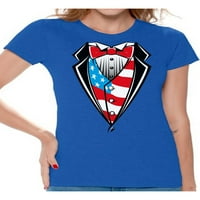 Newkward Styles 4. srpnja Košulje TUXEDO Američka zastava Majica za žene Patriotic Tuxedo Košulja Ženska