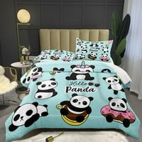 Bilot Cartoon Cute Panda Komforper set za dječake Dječje djece Tinejdžeri Mekani mikrofiber Tema pande