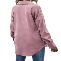 Gupgi žene Vintage Casual Corduroy Jacket gumb prema dolje s dugim rukavima Bluze na vrhu E-Girl 90-ih