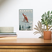 Planina Mammoth, Kalifornija, Snowboarder Jump Birch Wood Zidni znak