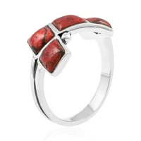 Trgovina LC Santa Fe Style Coral Sterling Silver Stoneni prsten za žene Jewelry Površina CT 4. Rođendanski