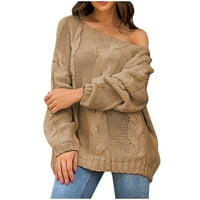 TOQOT ŽENE FALM Zimske džempere - dugi rukav Klit Crewneck Labavi modni pulover pulover pulover za žene
