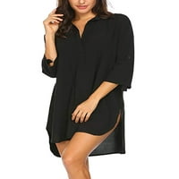 Vecko žene labavo kupaće odijelo za poklopac mini plaža haljina bikinija plaža Tunic Tops crni xxxl