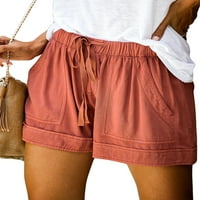 Uhndy Workout Lounge Shorts Ženske kratke hlače plus veličine pamučni džepovi kratke narančaste l