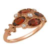 Britanska napravila je 9K ružičastog zlatnog dijamanta i Garnet Ring Weens Ring - Veličina Opcije -