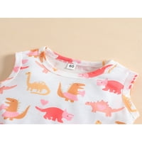 XKWYSHOP Kids Girls Ljeto casual princeza haljina Dinosaur Print okrugli vrat bez rukava bez rukava