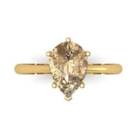 2. CT sjajan krug Clear Clear Simulirani dijamant 18k žuti zlatni pasijans prsten sz 8