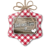 Božićni ornament Bull i terijer, pasmina pasa Ujedinjeno Kraljevstvo Red Plaid Neonblond