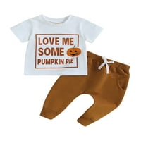 Bagilaanoe Toddler Baby Girl Boy Halloween Outfits Pismo Ispis majica kratkih rukava + pantalone 3T