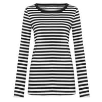 Relanfenk Ženska dugih rukava Okrugla vrata Osnovna majica Striped Košulja Tunika TOP bluza