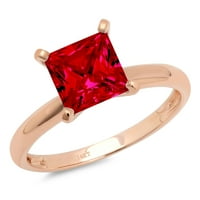 1.5CT Princess Cred Crvena simulirana rubina 18K ruža Gold Gold Anniverment prsten veličine 9.25