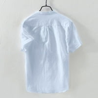 Muška ljetna košulja Muška baggy pamučna posteljina od punog kratkih rukava retro T majice na vrhu bluza