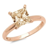 2.5CT Princess Cut Yellow Moissine 14K Rose Gold Gold Anniverment Ring Veličina 9,75