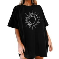 Ženske vintage predimenzionirane majice s majicama s kratkim rukavima na kratkim rukavima, sunčev sunčev