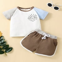 Bagilaanoe Baby Boy Girl Ljeto odijelo Kratki rukav Sun Ispiši majice + jogger kratke hlače 3T 4T Ležerni
