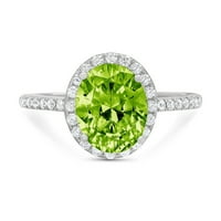 2.27ct ovalni rez zeleni prirodni peridot 14k bijeli zlatni godišnjica Angažovanje halo prstena veličine