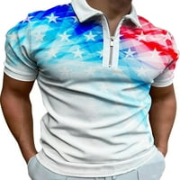 Beiwei Muški patriotski dan neovisnosti Tee Okrenite američku zastavu ovratnika Polo majica rever vrat