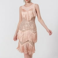Sequin haljina za žene Fringed Party Dance Clubwear Tassel Center bez rukava Bodycon Sparkly Formalno