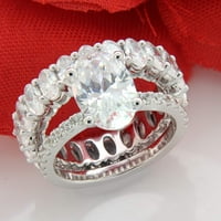 Poshadime 7. Karat ovalni i okrugli rez simulirani dijamant u 18K bijeli pozlaćeni mladenkini set vjenčanog
