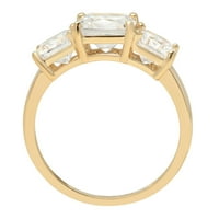 4. CT sjajan kvadrat smaragdno rezanje simulirani dijamant 18k žuto zlato Trobotan prsten sz 9.5