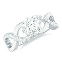 Zaručni prsten Solitaire Moissite, široki beskonačni prsten za žene, 14k bijelo zlato, US 5,50