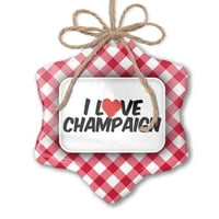 Božićni ukras I Love Champaign Red Plaid Neonblond