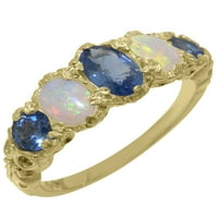 Britanci napravio 9k žuto zlatni prsten s prirodnim prstenom sa safirnim ženskim opsegom - Opcije veličine
