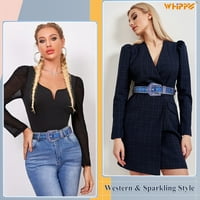 Žene Muškarci Rhinestone Gumted Belt, Western Cowgirl kaubojski kožni kaiš za haljine Jeans Hlače