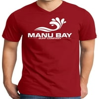 Mens Manu Bay Surf Company White logo Surfer majica, srednja klasična crvena