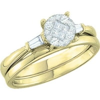 DazzlingRock kolekcija 0. Carat 14k bijeli dijamantni zaručni prsten Soliel mladenci set CT, žuto zlato,