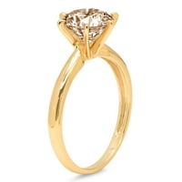 1CT okrugli šampanjac simulirani dijamant 14K žuti zlatni godišnjički angažman prsten veličine 7,25