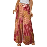 Žene velike printske modne cvjetne casual hlače labave cvjetne kontrastne casual pantalone znojene hlače,