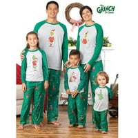 Grinch božićna lagana dugi rukava Klintna porodica Porodica Pajama PJ setovi za odmor Print TOP i prugaste