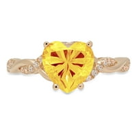 2. CT Sjajno srce Clear Simulirani dijamant 18k žuti zlatni pasijans sa Accenting prstenom SZ 3.75