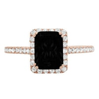 1. CT sjajan smaragd Clear Simulirani dijamant 18k Rose Gold Halo Solitaire sa Accentima prsten sz 4