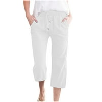 Capris za žene Ležerne ljetne širine uselje hlače labavo comfy crteći joga jogger kapri hlače sa džepovima
