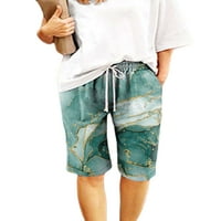 Haite Women Mini pantne vunene kratke hlače džepne šorce za odmor Barmuda Green S